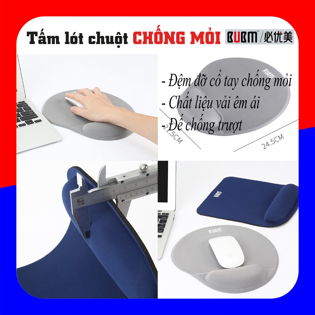 Tấm lót chuột có đệm đỡ cổ tay BUBM