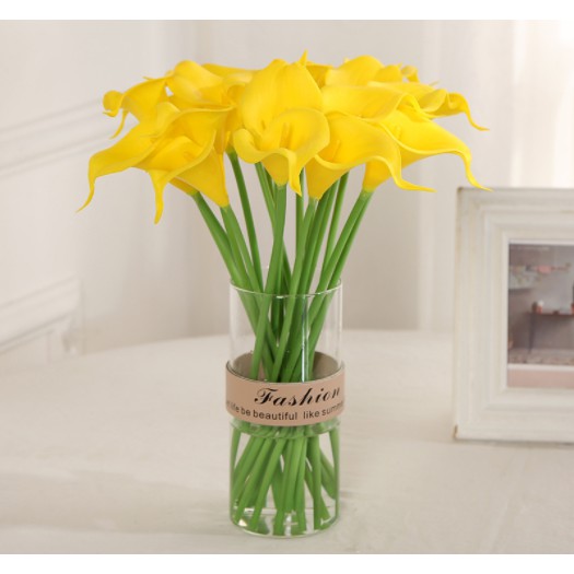 Hoa giả- hoa rum calla lily cao su mini  cao cấp cành dài 34 cm siêu đẹp