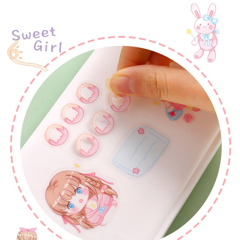 Bộ sticker trang trí dán sổ trong suốt hình cô gái cute dễ thương gồm 45 miếng mẫu ST0002