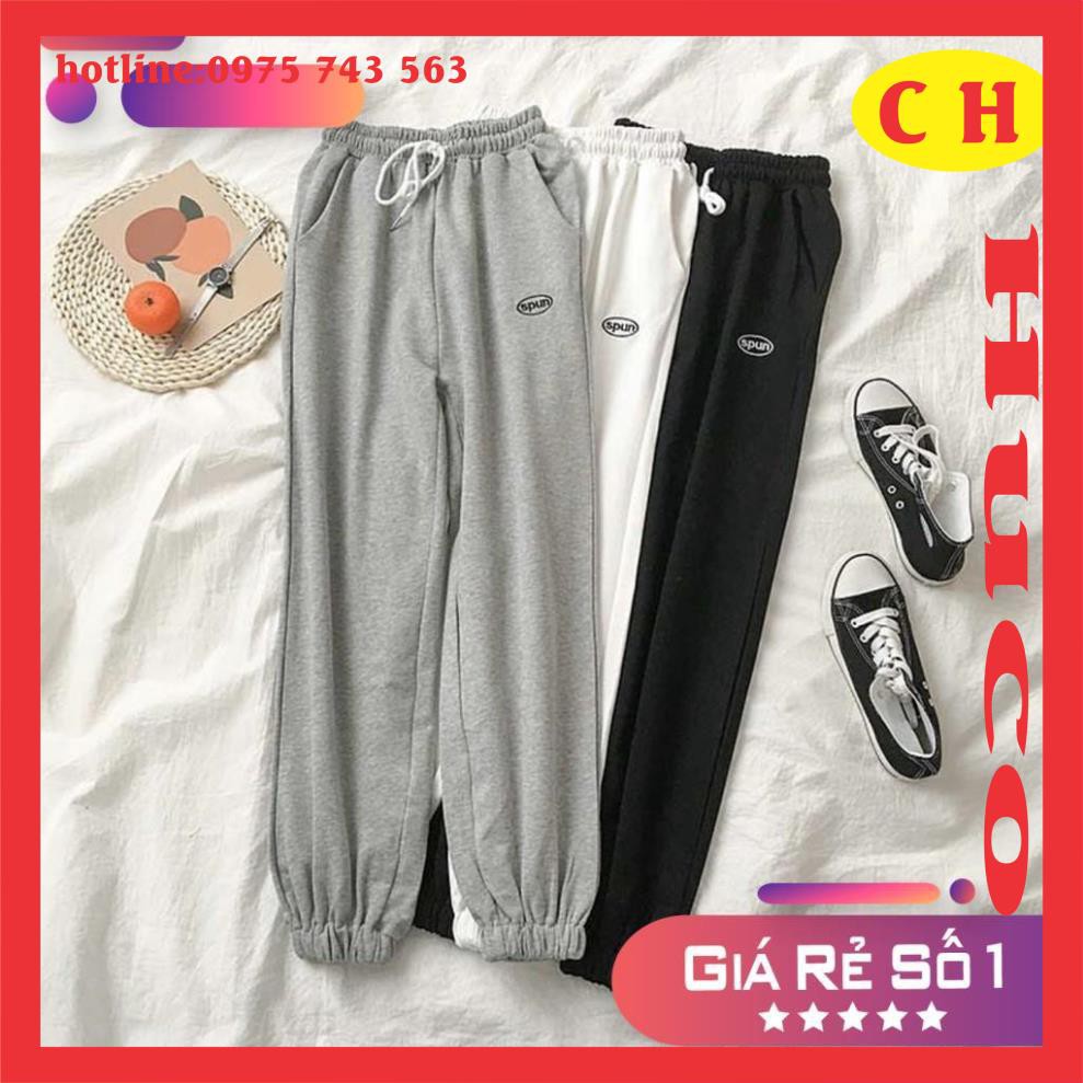 Quần Jogger SPUN Unisex Thể Thao ❤️ Quần nữ da cá ống suông kiểu dáng thể thao SIÊU HOT ❤️ freesize dưới 52kg