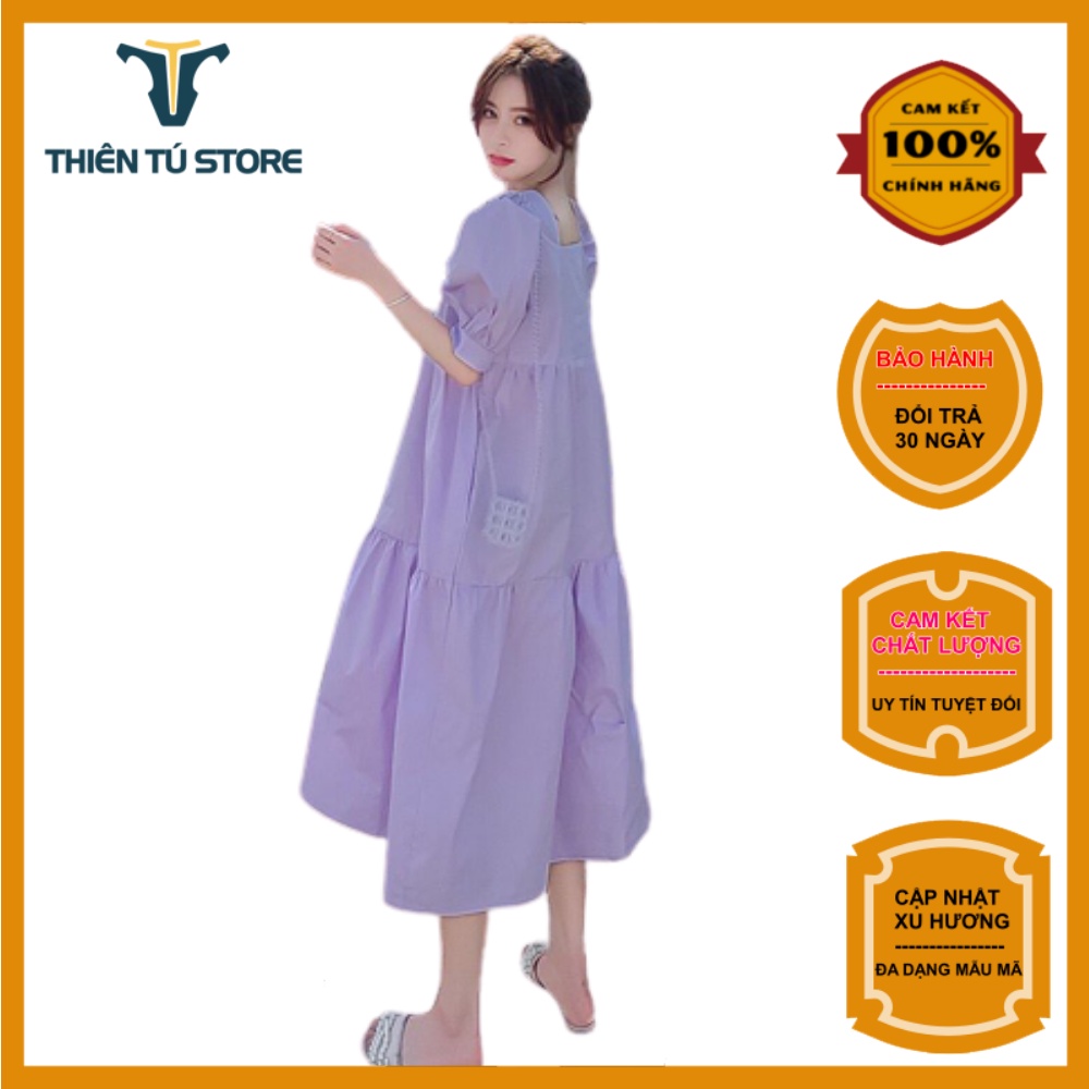 Đầm nữ dáng dài form rộng dễ thương Thiên Tú Store , chất liệu thoải mái kiểu dáng nữ tính đáng yêu