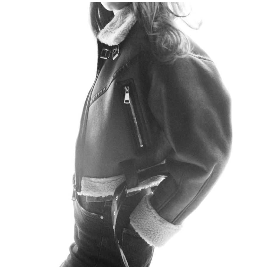 ÁO KHOÁC DA NỮ LÓT LÔNG BIKER MÀU NÂU - 8073/272