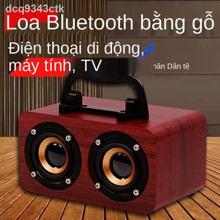 HOT- [ Ảnh thật ]Loa kép không dây bluetooth thẻ gỗ u đĩa âm thanh nhỏ máy tính ngoài trời ô tô vuông siêu trầm