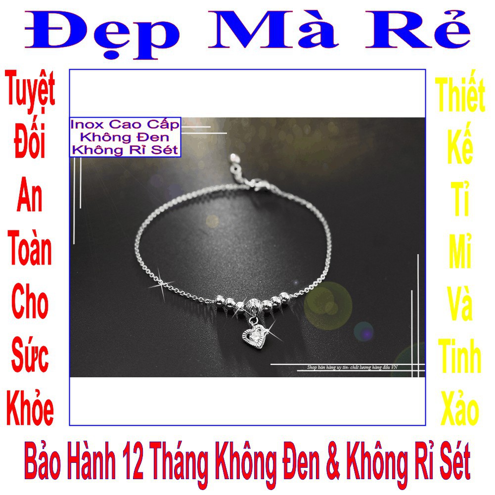 Lắc chân nữ kiểu trái tim đính đá Zircon và bi (Vàng) LC00012T030069-Vang