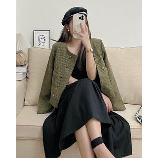 Áo dạ tweed nút đồng (ảnh thật/ có sẵn)