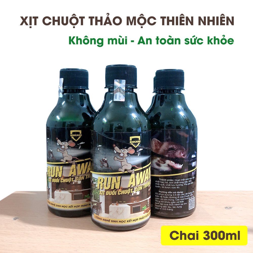 Xịt đuổi chuột Run Away Không mùi, an toàn, Xua đuổi chuột, gián, côn trùng chỉ sau 1 lần xịt