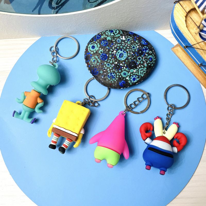 carton Spongebob Octopus Keychain Soft Rubber Cute Couple Bag Pendant Creative Charm gift