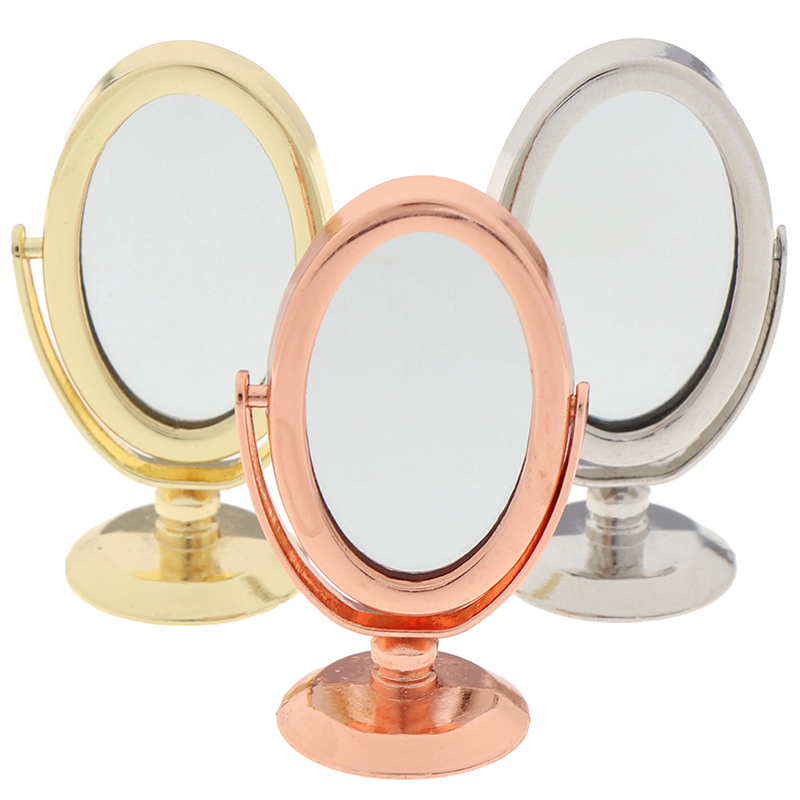 Gương Kim Loại Màu Vàng / Bạc / Vàng Hồng Trang Trí Nhà Búp Bê