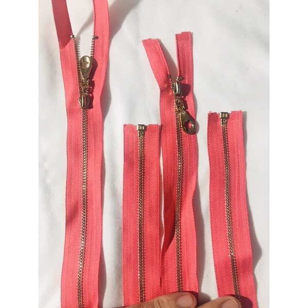 khoá đồng răng 3 màu Hồng đỏ dài 64cm thay khoá áo khoác,túi xách,áo da,balo