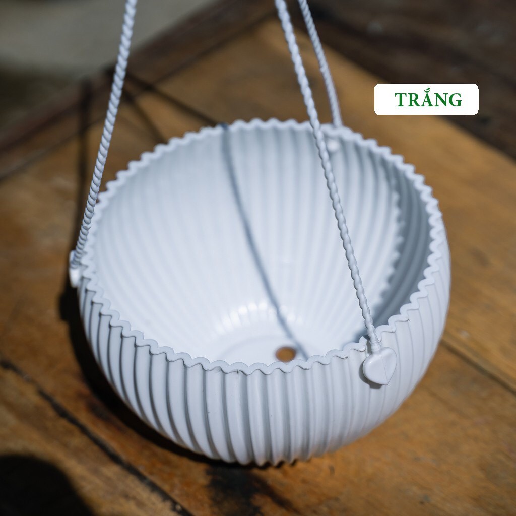 Chậu nhựa treo gân sọc trồng cây trồng hoa treo ban công kích thước 20x12cm