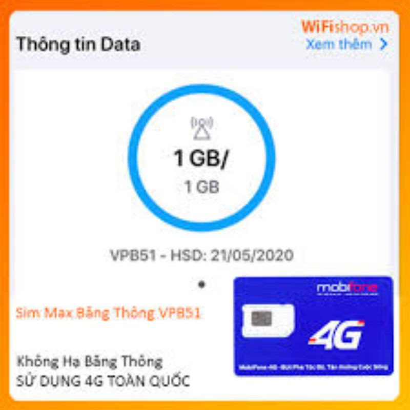 Sim mobifone VPB 51 100k/tháng có 1 tỉ GB tốc độ cao