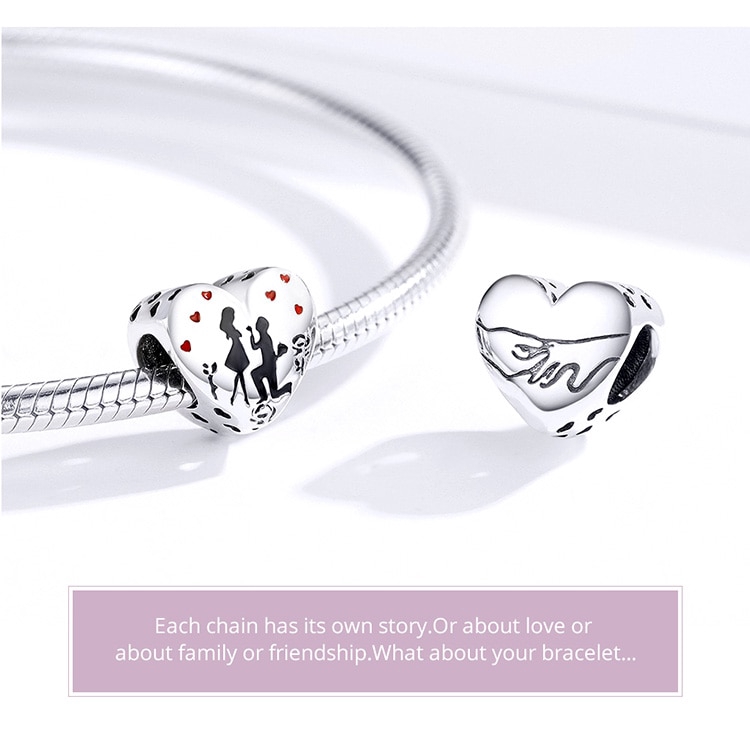 Hạt Cườm Bamoer Bạc 925 Hình Trái Tim Họa Tiết Cầu Hôn Làm Vòng Đeo Tay Cho Nữ