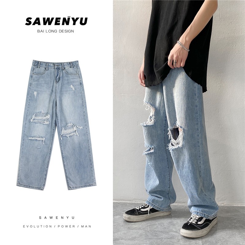 Quần Baggy Ống rộng Nam Rách - Bụi - Hiphop - Thời Trang