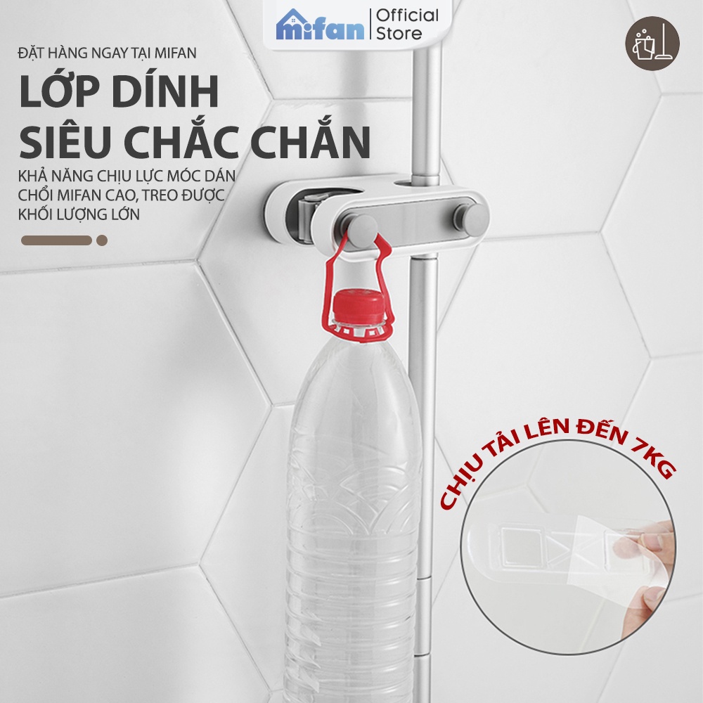 Móc Dán Tường Treo Chổi,  Kẹp Giữ Cây Lau Nhà Đa Năng Cao Cấp MIFAN - 4 Đầu - Chịu Lực 7KG - Nhựa ABS