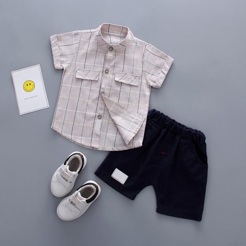 Set đồ bộ ngắn tay phong cách Hàn Quốc dễ thương dành cho bé trai