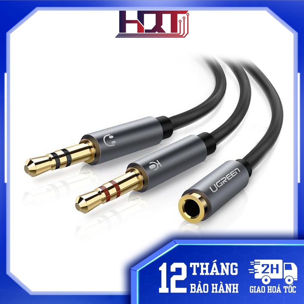 Dây Audio chuyển tai nghe 3.5mm sang 2 đầu Mic và Tai nghe dài 20CM UGREEN AV140