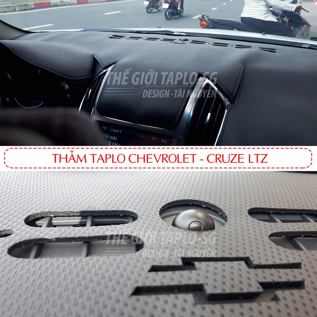 [Cruze LTZ 2015 đến 2020] Thảm Taplo oto loại da vân gỗ,da cacbon,da nỉ đen và nhung lông cừu dày 3 lớp