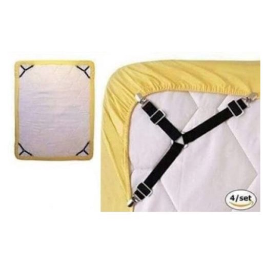 Bộ 4 Móc kẹp ga giường 3 cạnh co dãn chống xê dịch, giữ phẳng ga trải giường