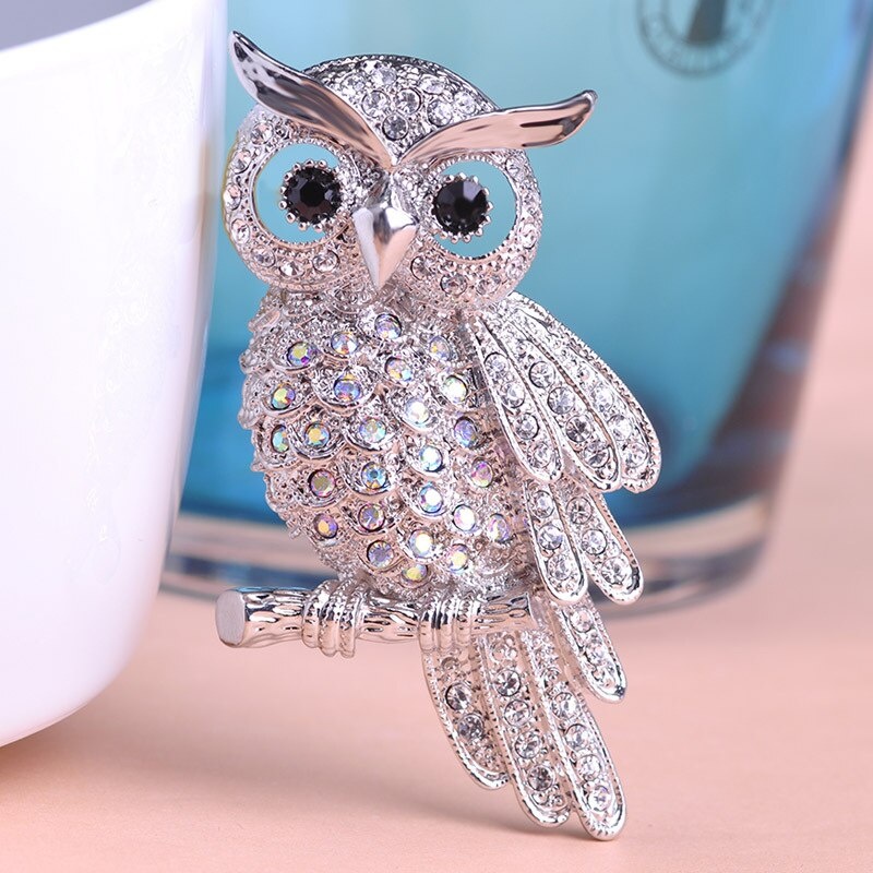 Vintage Owl Brooch Corsage Scarf Clip Crystal Parrots Brooches Lapel Pin Broches Jewelry Women Lady Sweater Hats Buckles