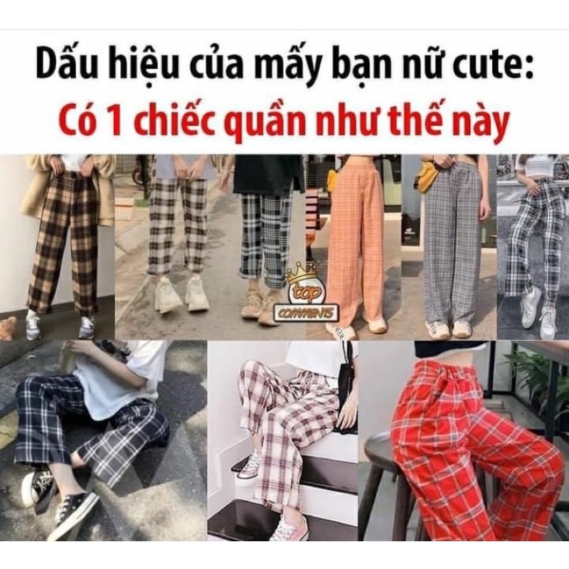 [GIÁ HUỶ DIỆT] Quần Ống Rộng Kẻ Caro Nhiều Màu - Quần Sớ Kẻ Cạp Chun (bảng màu ảnh thật)