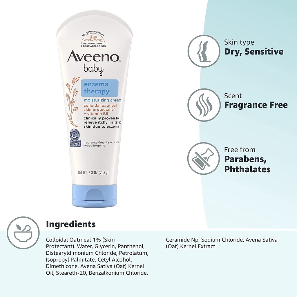 Kem dưỡng thể ngừa da chàm cho trẻ Aveeno Baby Eczema Therapy Moisturizing Cream 206g