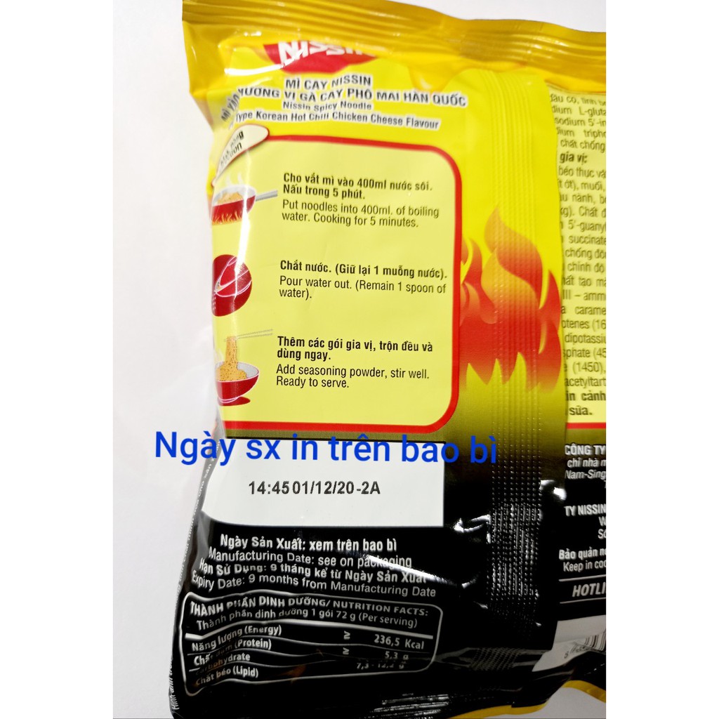 combo 5 mì cay hàn quốc nissin phô mai trứng muối 71 gr gói,4 VỊ | BigBuy360 - bigbuy360.vn