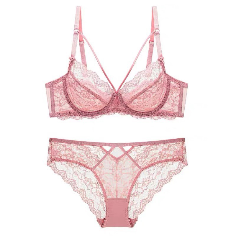 Bộ đồ lót B018 Mand ren nơ dây chéo ko đệm có gọng - BL