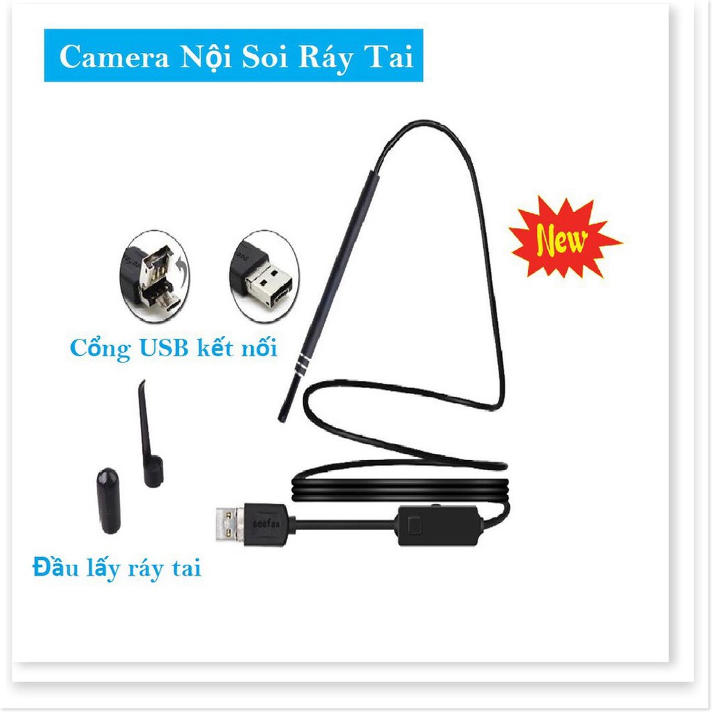 Camera Nội Soi Tai Siêu Nét Đi Kèm Bộ Đầu Lấy Ráy - Thiết Kế Thông Minh, Nhỏ Gọn, Chống Nước