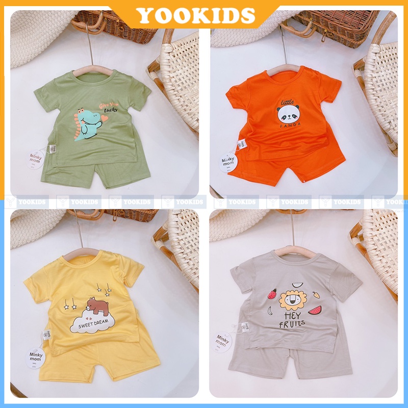 Bộ cộc tay cho bé YOOKIDS chất thun lạnh thấm hút mô hôi và co giãn 4 chiều in hình thú siêu cute, Đồ bộ bé trai bé gái