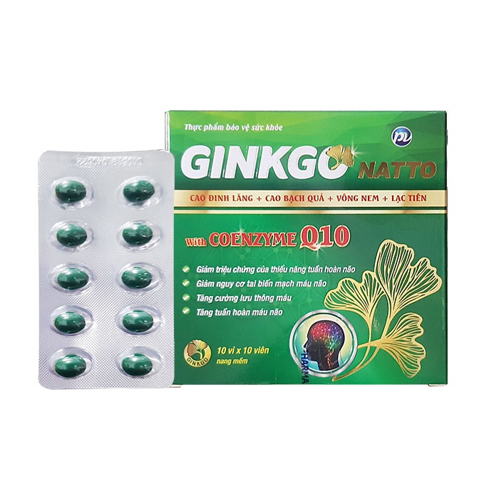 GINKGO NATTO WITH COENZYM Q10 - BẠCH QUẢ - ĐINH LĂNG - VÔNG NEM - LẠC TIÊN - Hộp 100 viên - Phúc Vinh