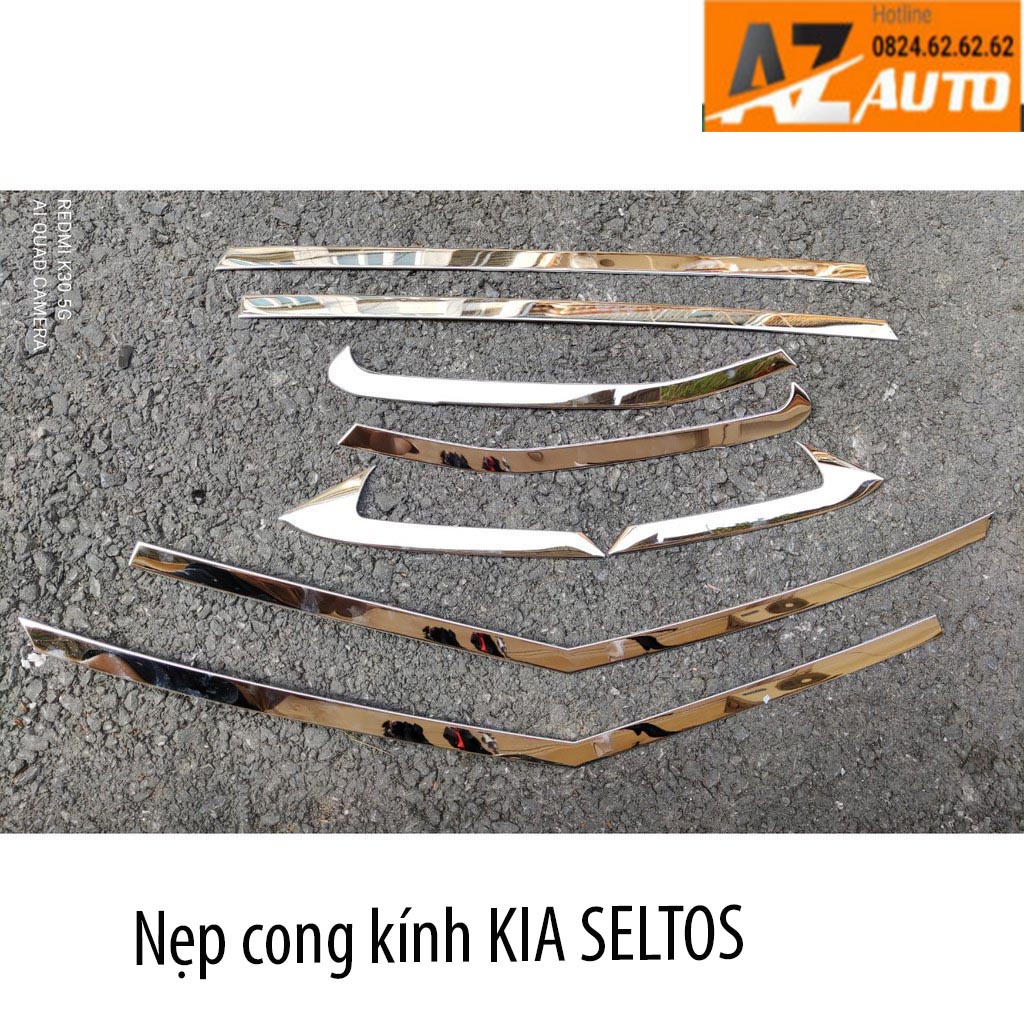 Nẹp Chân Kính cong kính  Inox Xe Kia Seltos 2020 2021