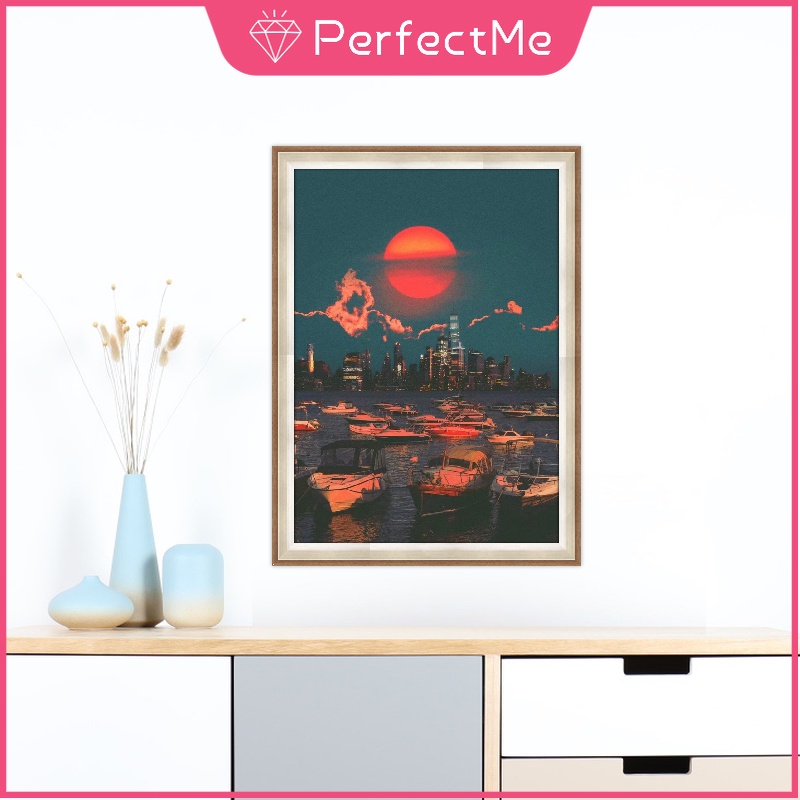 Bộ tranh đính đá 5D họa tiết bản đồ thành phố độc đáo kích thước 30x40cm diy dùng trang trí