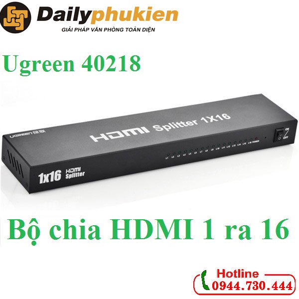 Bộ chia HDMI 1 ra 16 cống hỗ trợ HDMI 1.3b full HD 1080p Ugreen 40218 dailyphukien