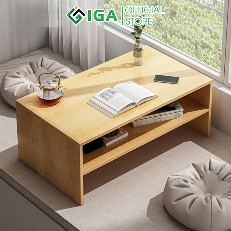 Bàn học ngồi bệt IGA 2 tầng đa năng có thể làm bàn trà bàn trang điểm tiện dụng - GP147