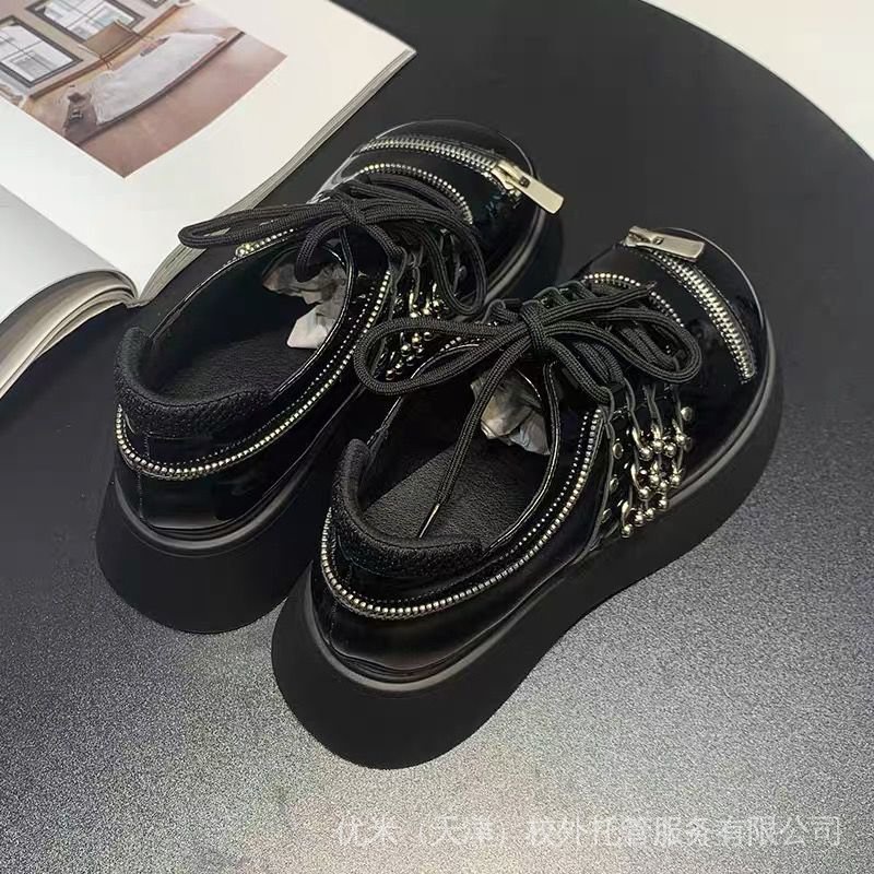 MONA same style Big Head small leather shoes 2022 new dark punk platform shoes Gothic style metal thick sole single shoes for women