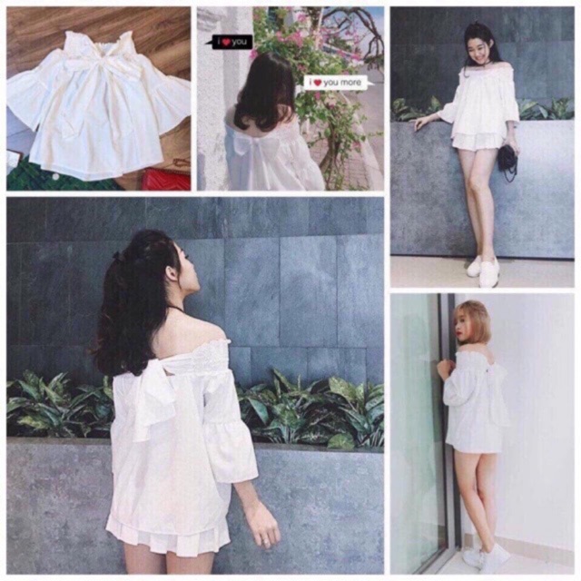 Áo trễ vai nơ sau siêu hót