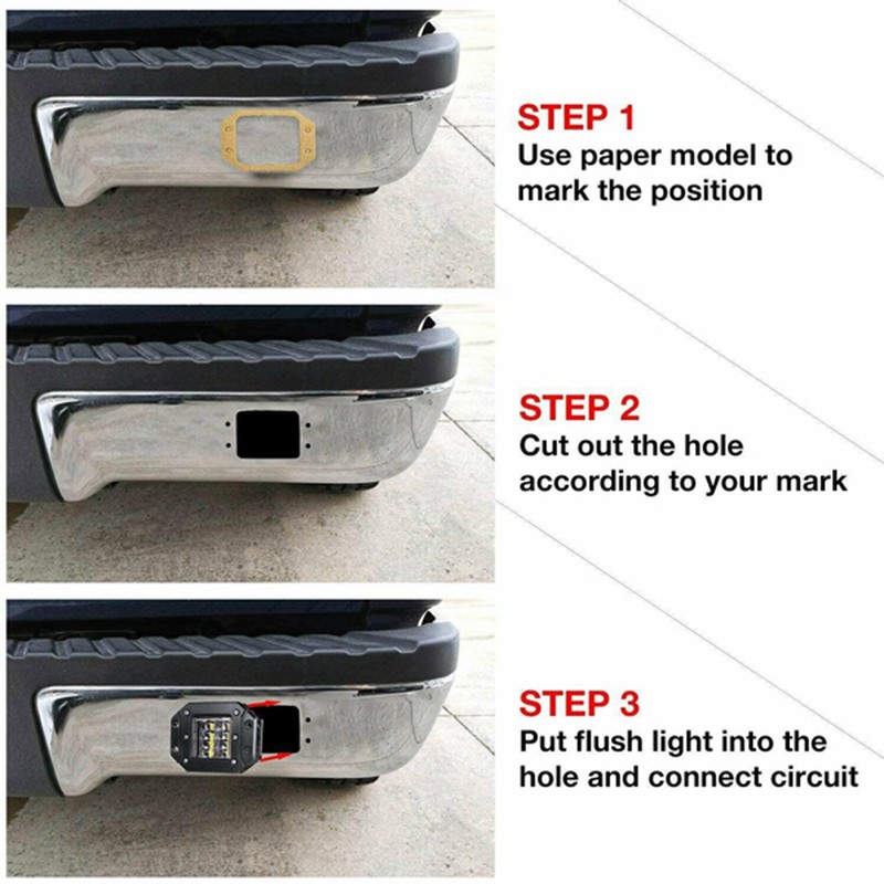 High Quality Flush Mount LED Work Lightx2 Bar Rear Bumper Reverse Pods 4-Row