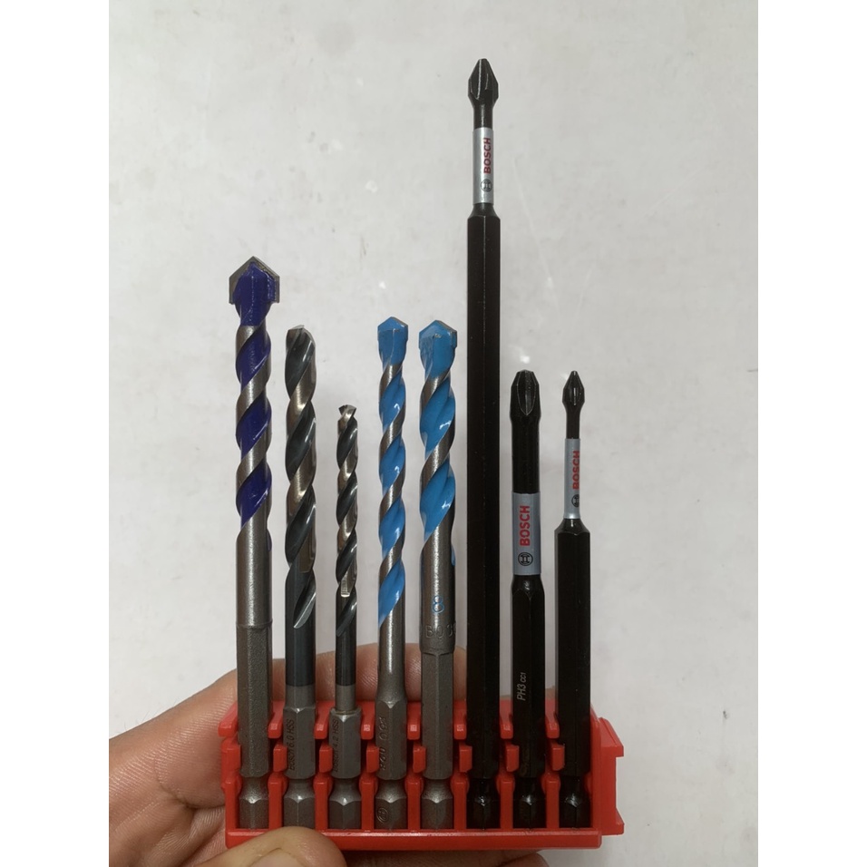 Bộ mũi khoan bê tông , tường , gạch men , inox , sắt thép , mũi vít PH1 PH2 PH3 thương hiệu Bosch - King Blue thông dụng