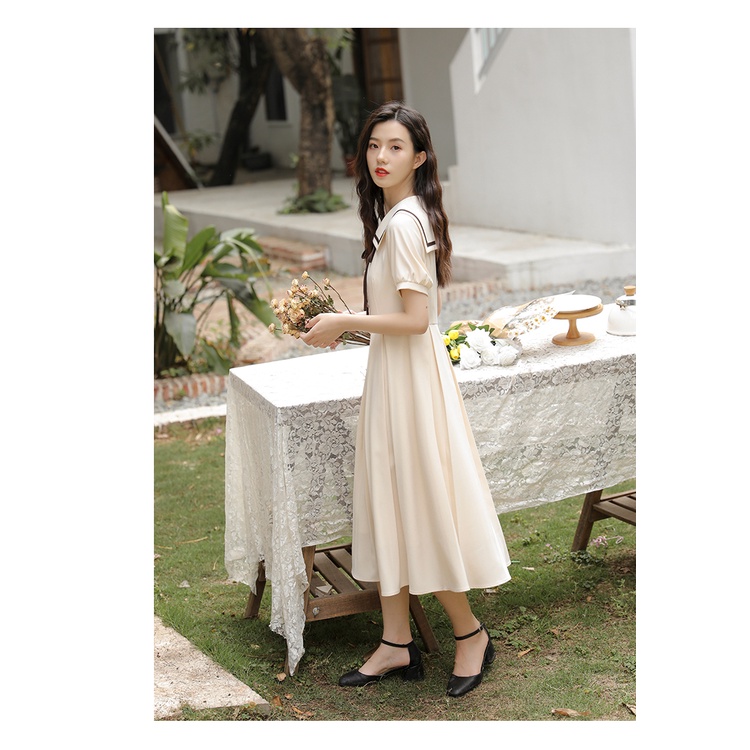 Tobe Dress - Váy đầm tiểu thư cổ tròn nơ cổ dáng xòe dài | BigBuy360 - bigbuy360.vn