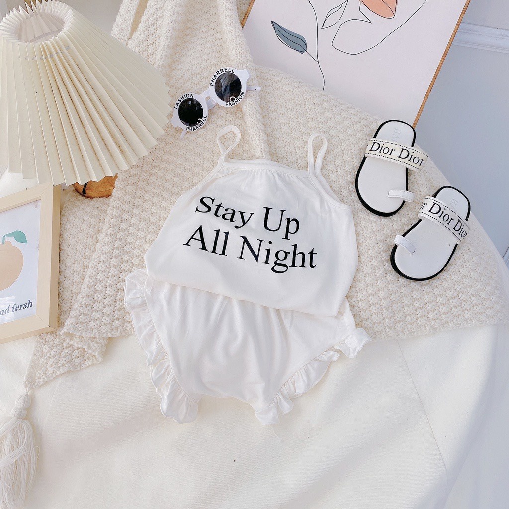 [HOT] BỘ HAI DÂY CHIP BÈO STAY UP ALL NIGHT  CHẤT COTTON MỀM MÁT SIÊU ĐÁNG YÊU CHO BÉ 7-18KG. VIDEO THẬT. XƯỞNG MAY BIBO