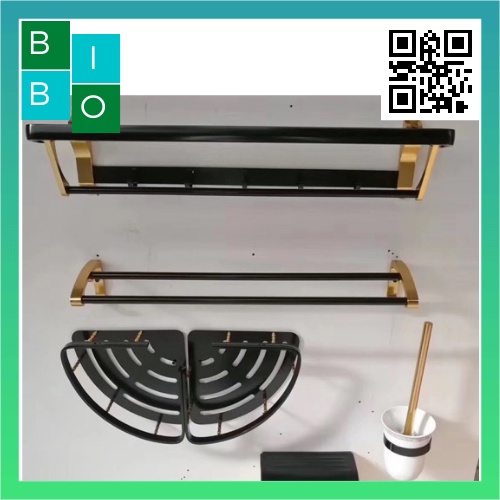 BỘ PHỤ KIỆN 6 MÓN NHÀ TẮM MÀU VÀNG ĐEN