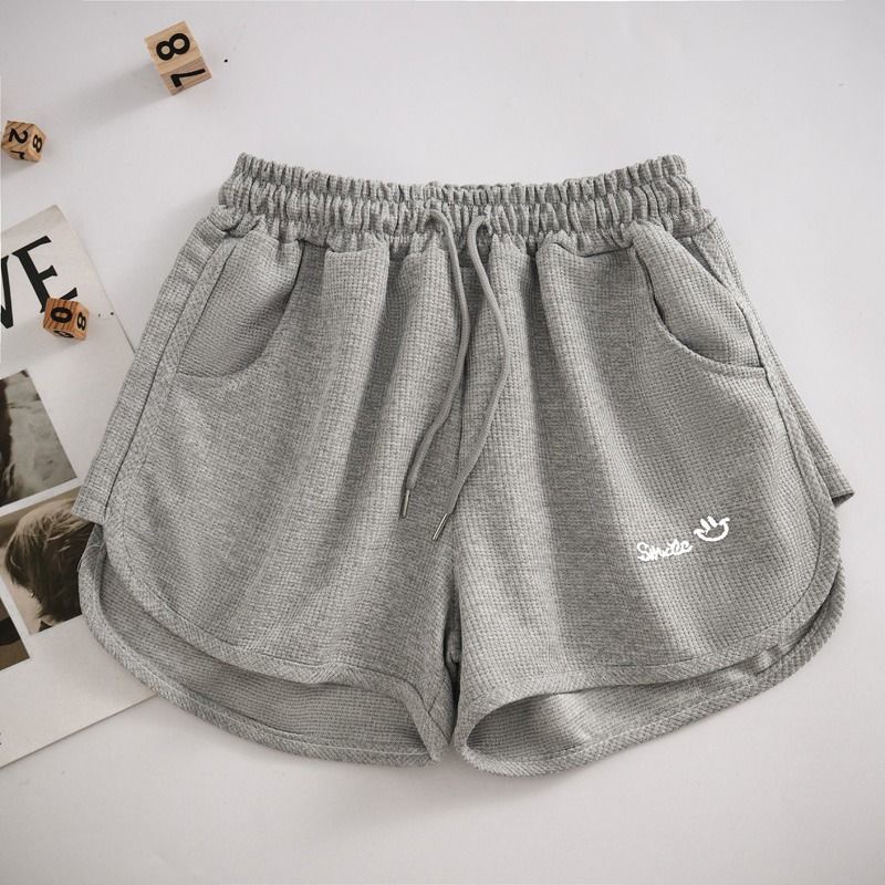 Quần short thể thao RENJIANVSHENG ống rộng lưng thun phong cách Hàn Quốc dành cho nữ