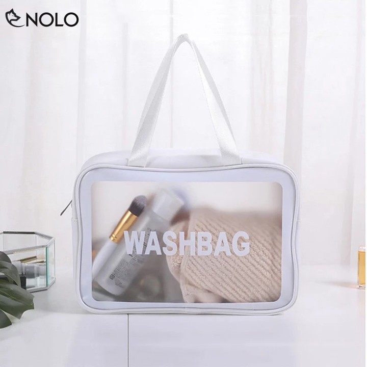 Túi Đựng Mỹ Phẩm Vật Dụng Washbag Chất Liệu PU TPU Chống Thấm Nước Kích Thước 22x12x31cm