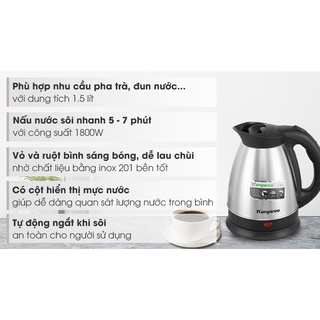 Bình đun siêu tốc kangaroo 1.5 lít kg15sk3