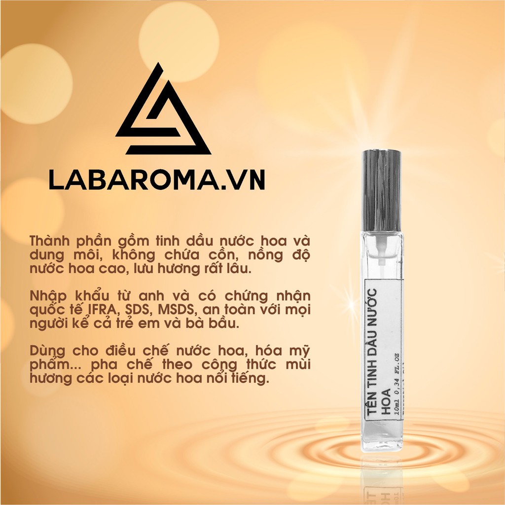 Tinh dầu nước hoa nam nữ (unisex) vial mẫu thử 1.5ml thơm lâu hương quyến rũ, làm dầu thơm, xông phòng, treo tủ quần áo