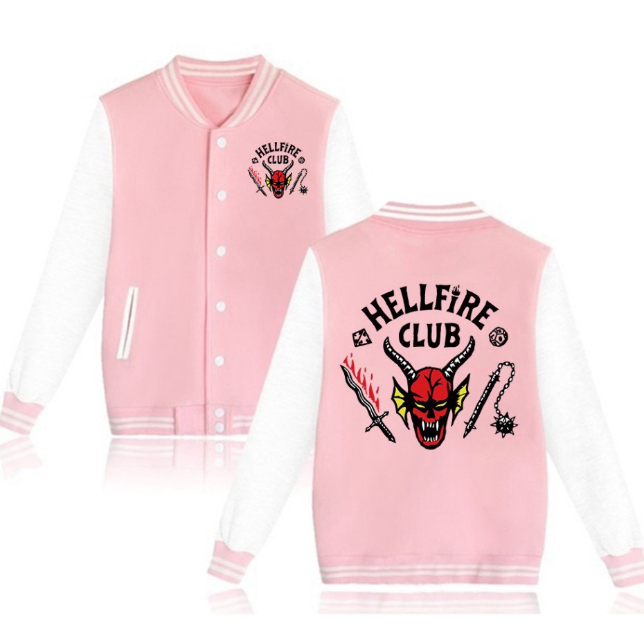 Áo Khoác Bóng Chày In Chữ Stranger Things 4 Hellfire Club Phong Cách Đường Phố Mới 2023