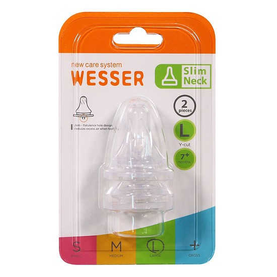 Set 2 Núm ty Wesser cổ hẹp size L (Trên 7 tháng)