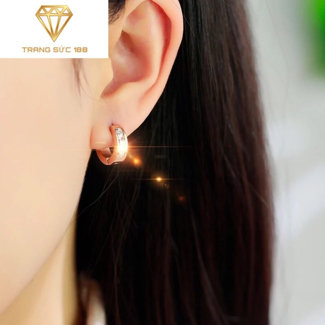 Bông tai titan nữ khoen đá BTT15