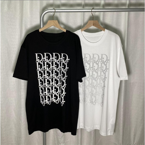 Áo Thun Cotton Ngắn Tay In Chữ Dior Thời Trang Cho Nam Và Nữ