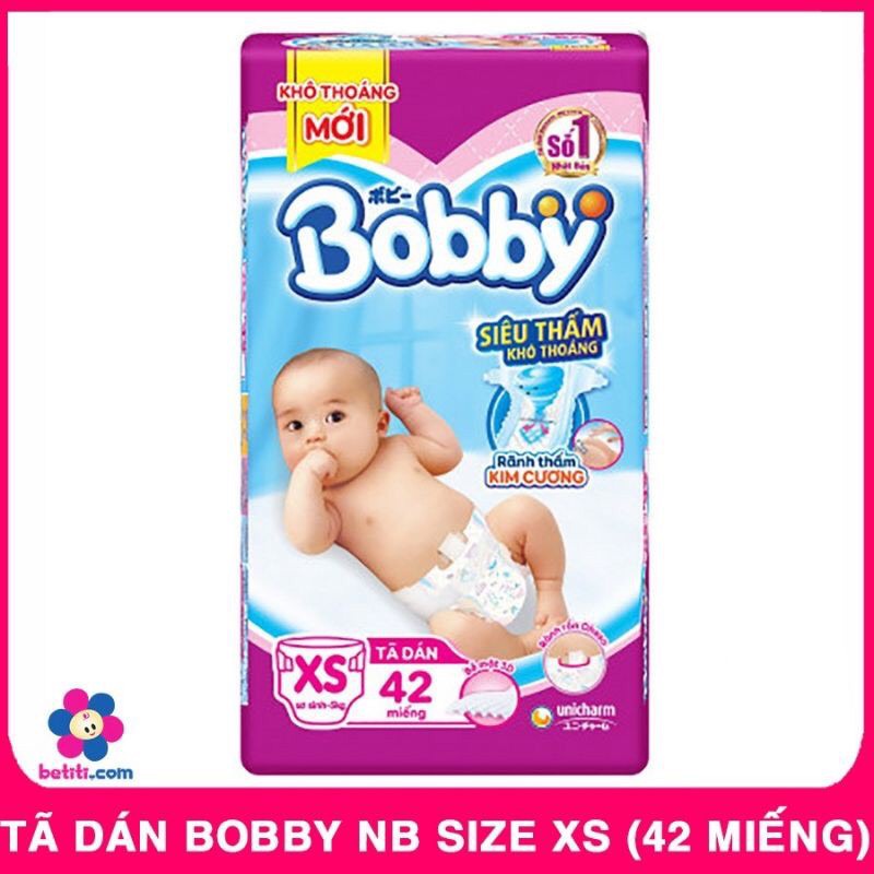 Tã dán Bobby Xs 42 miếng cho bé sơ sinh dưới 5kg